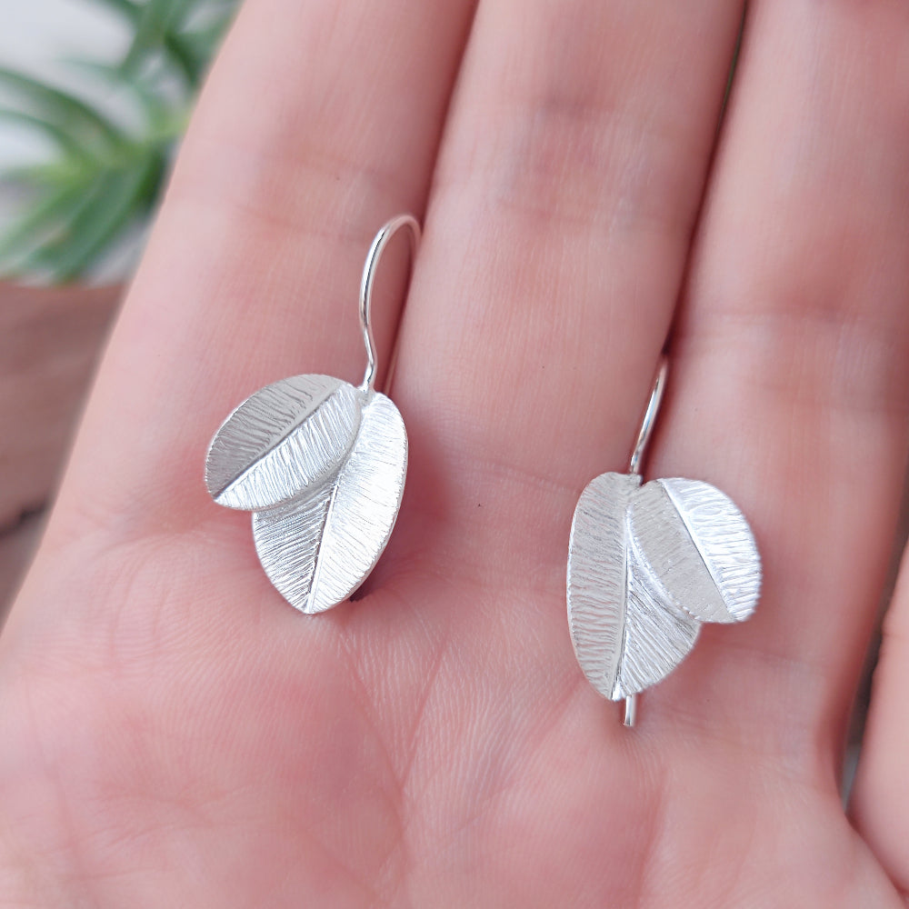 ORECCHINI in argento 925 satinato foglia - LEAF