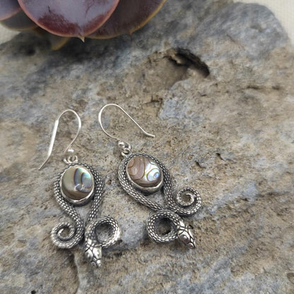 Orecchini serpenti in argento 925 madreperla - ANAND
