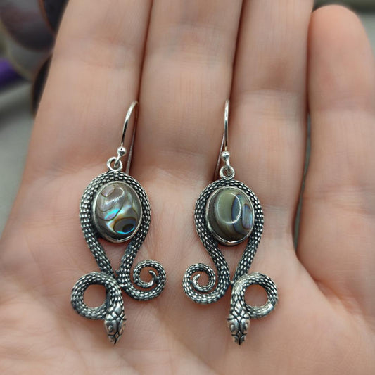 Orecchini serpenti in argento 925 madreperla - ANAND