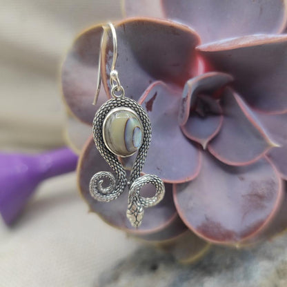 Orecchini serpenti in argento 925 madreperla - ANAND