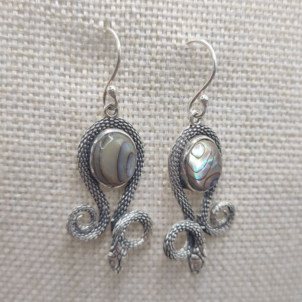 Orecchini serpenti in argento 925 madreperla - ANAND