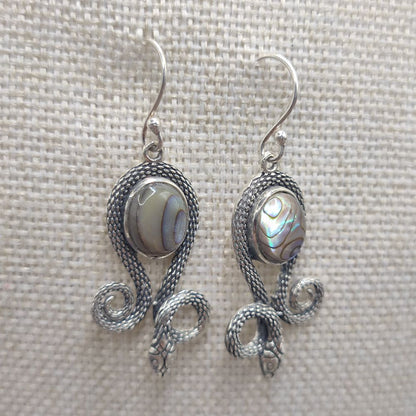 Orecchini serpenti in argento 925 madreperla - ANAND
