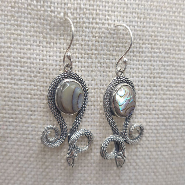Orecchini serpenti in argento 925 madreperla - ANAND