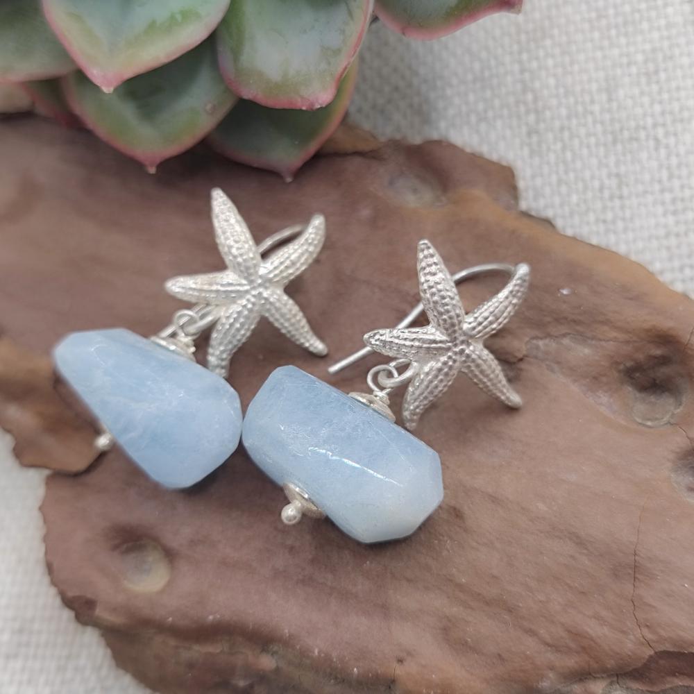 recchini in argento con stella e acquamarina - THALLA