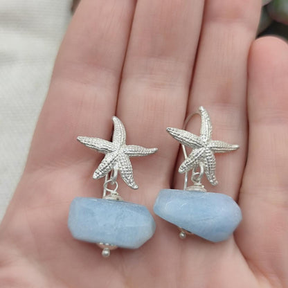 recchini in argento con stella e acquamarina - THALLA