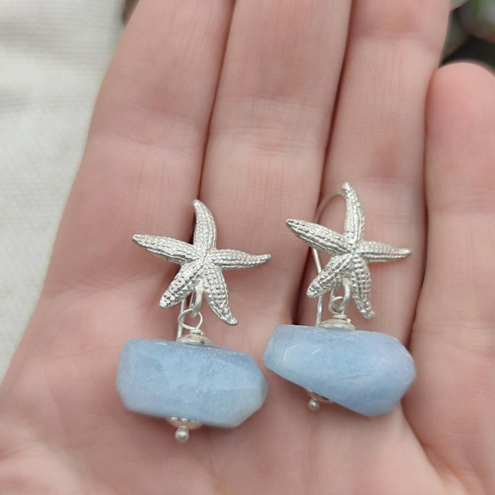 recchini in argento con stella e acquamarina - THALLA