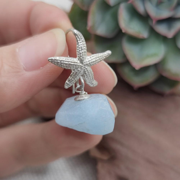 Orecchini in argento con stella e acquamarina - THALLA