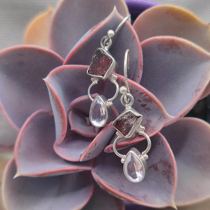 Orecchini in argento 925 con tormalina rosa - YAMINI