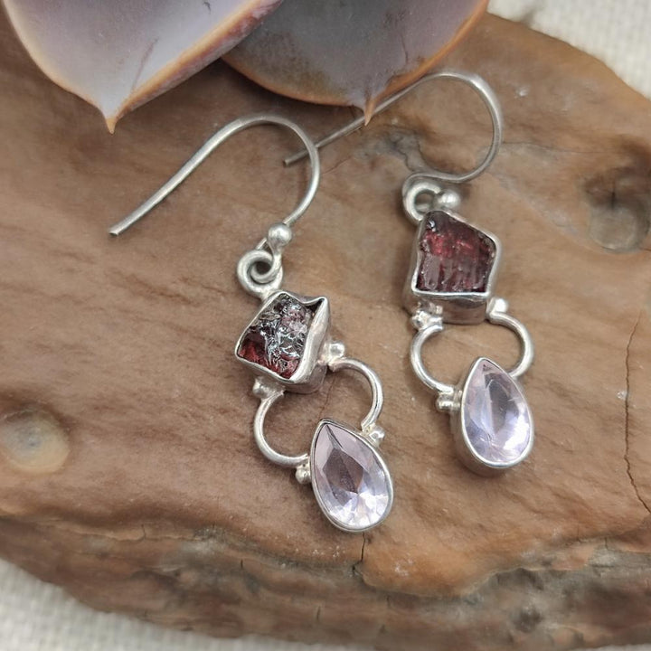 Orecchini in argento 925 con tormalina rosa - YAMINI