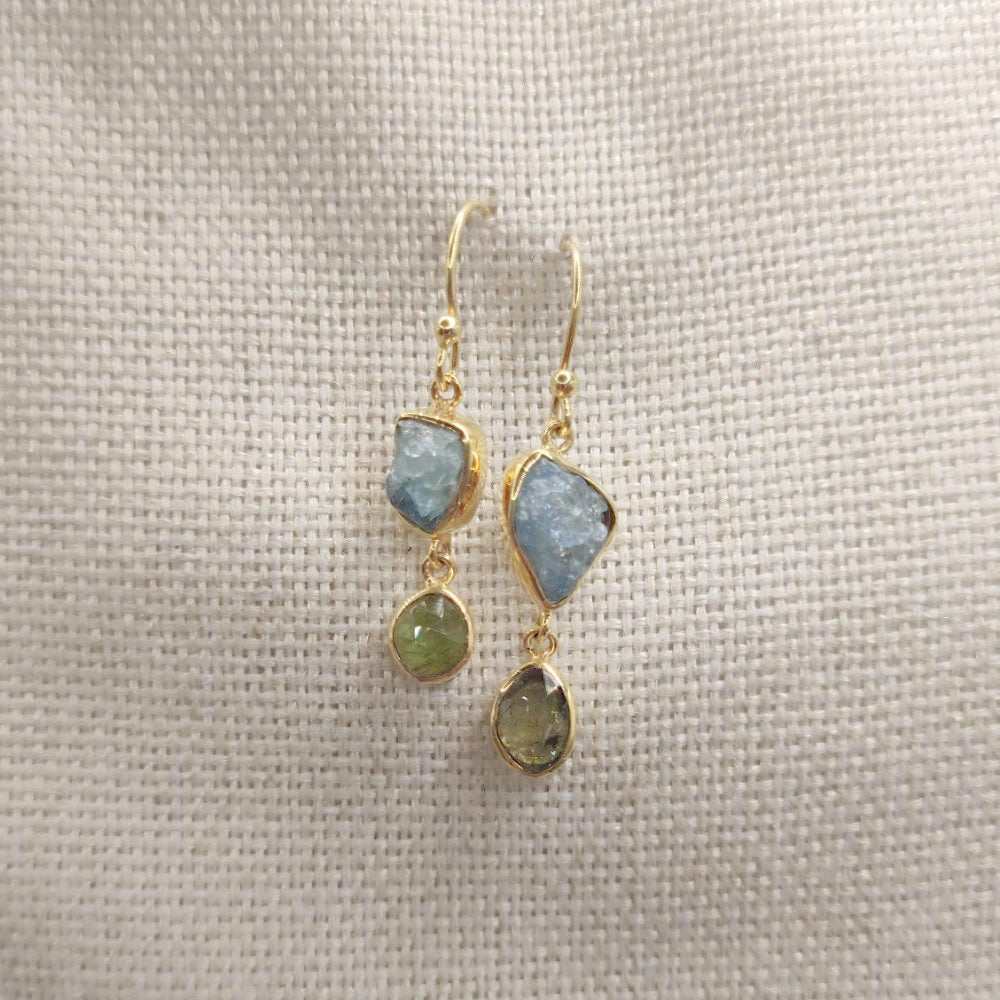 ORECCHINI in argento dorato con acquamarina - SONALI