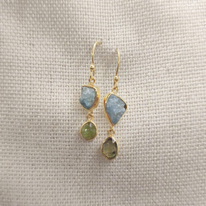 ORECCHINI in argento dorato con acquamarina - SONALI