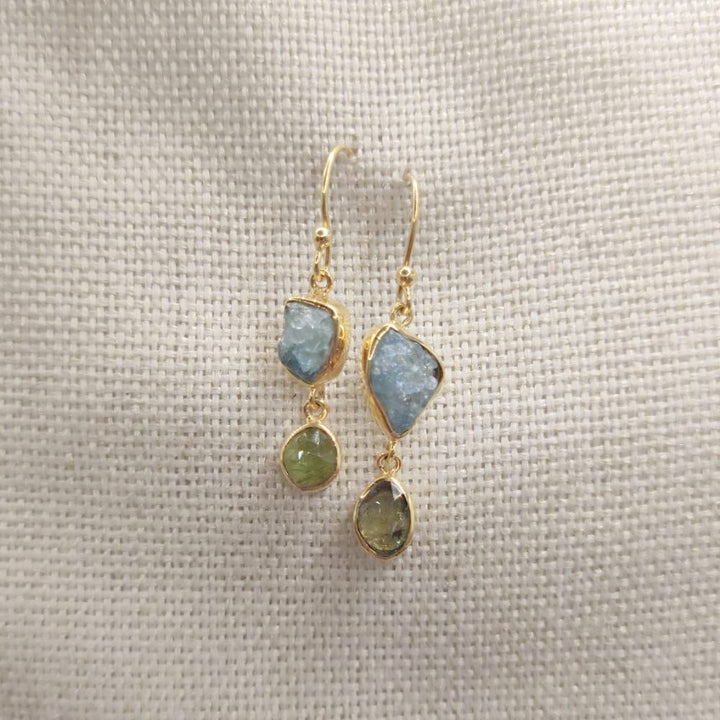 ORECCHINI in argento dorato con acquamarina - SONALI