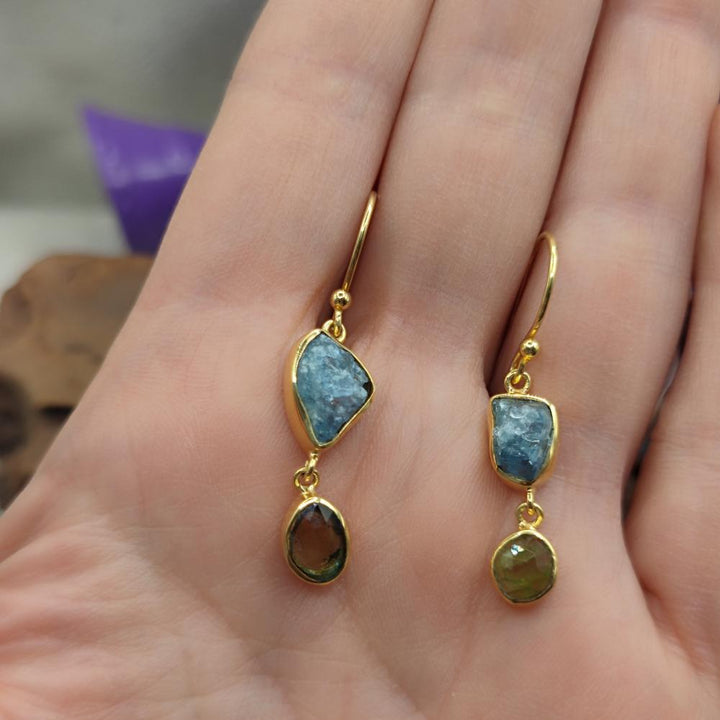 ORECCHINI in argento dorato con acquamarina - SONALI