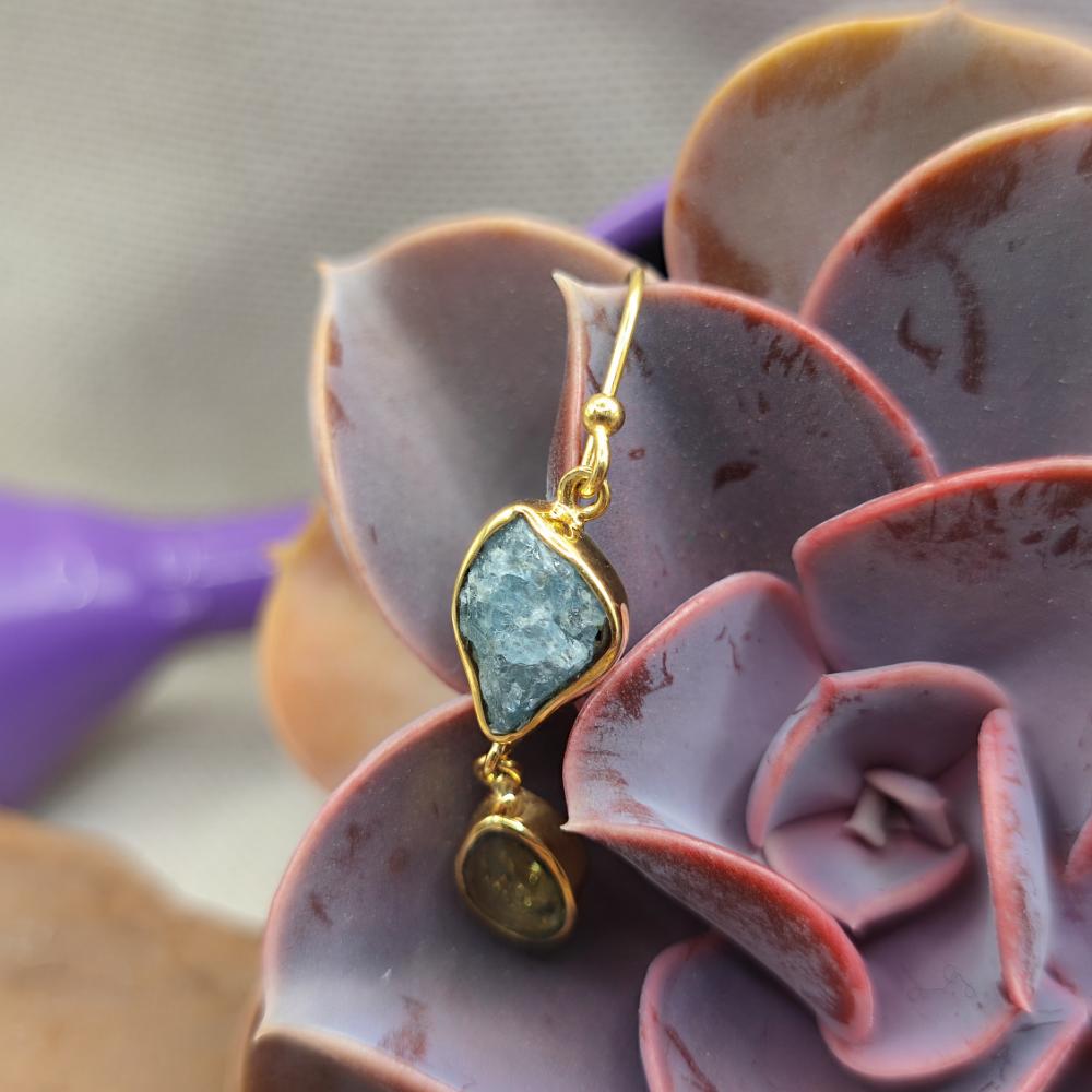 ORECCHINI in argento dorato con acquamarina - SONALI