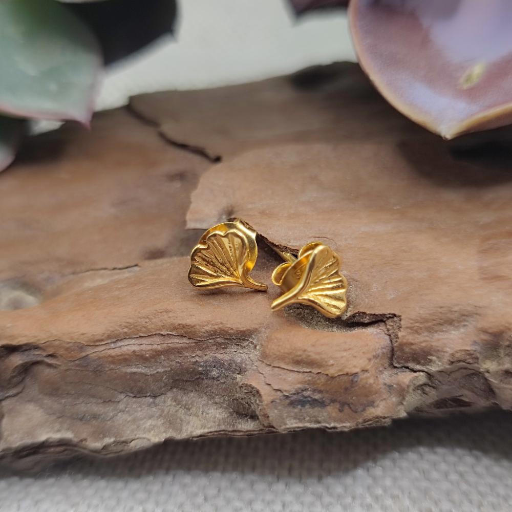 ORECCHINI ginkgo in argento dorato - RUKI