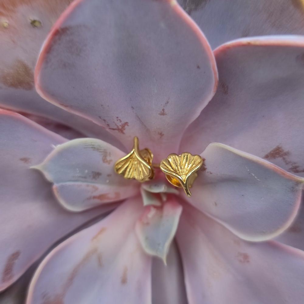 ORECCHINI ginkgo in argento dorato - RUKI