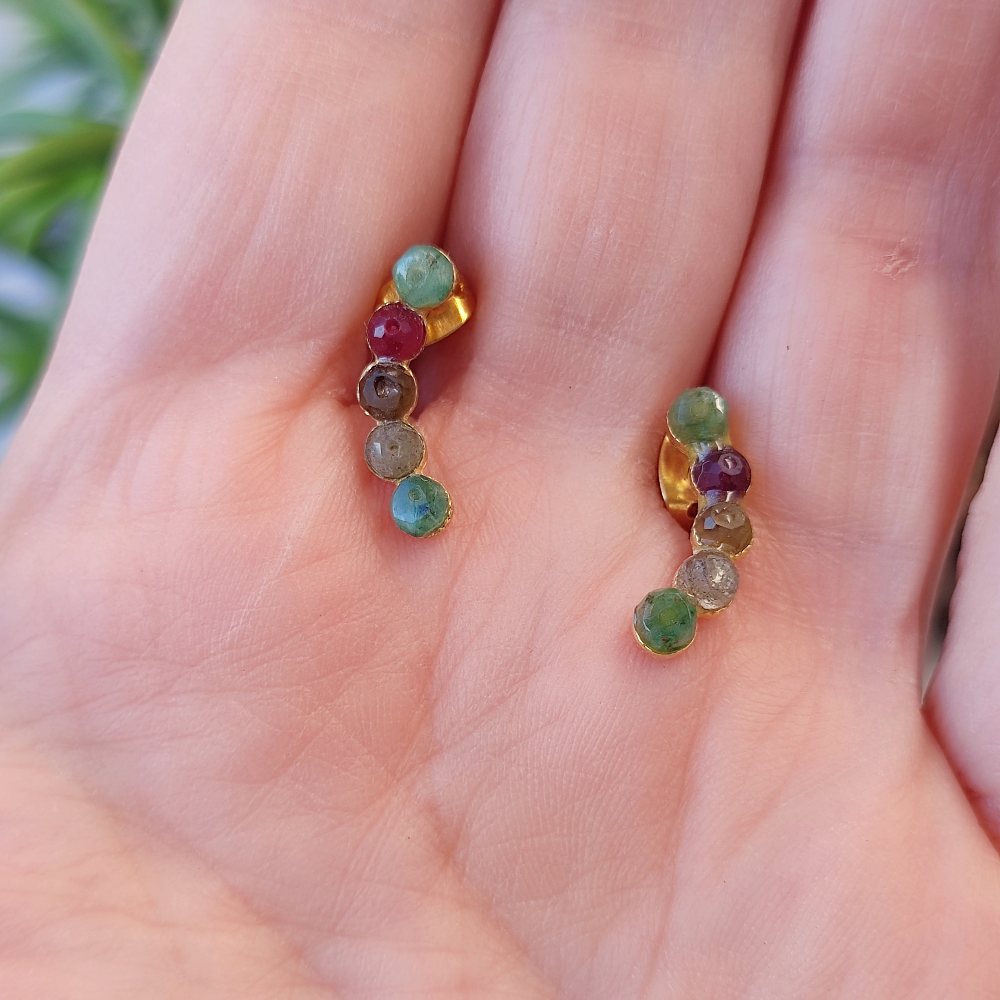 ORECCHINI etnici con pietra in argento 925 - ATAGHAT