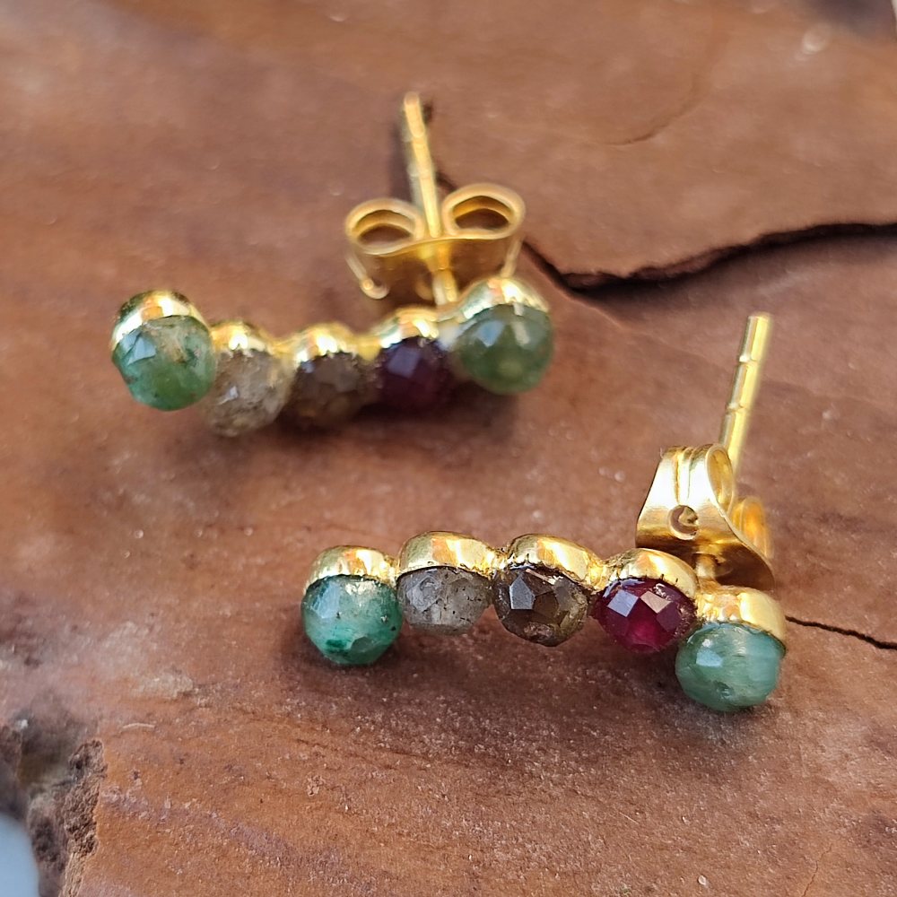 ORECCHINI etnici con pietra in argento 925 - ATAGHAT