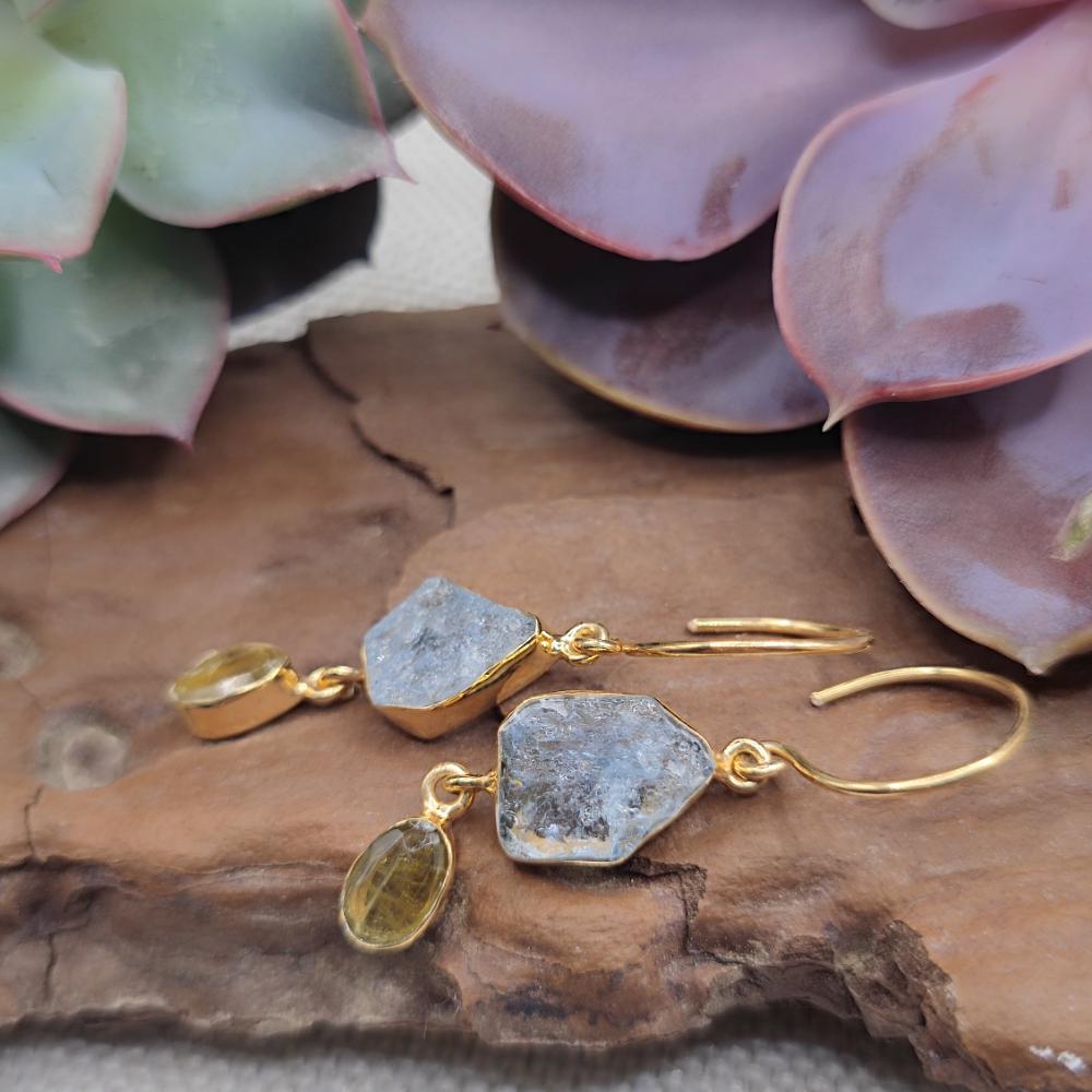 ORECCHINI in argento dorato con pietra - KATWA