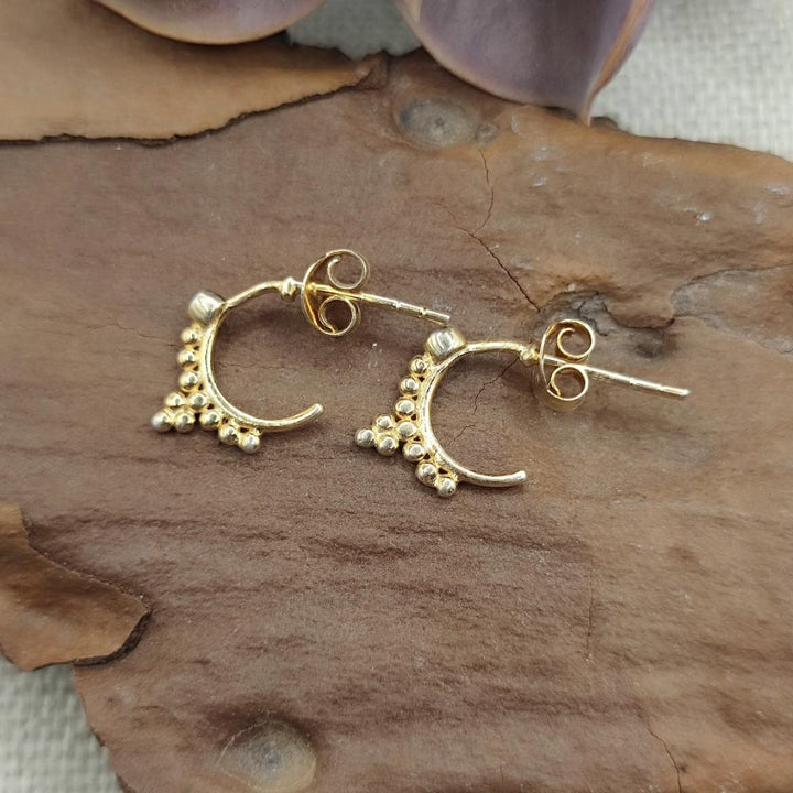 Orecchini etnici in argento dorato quarzo fumé - AARYA