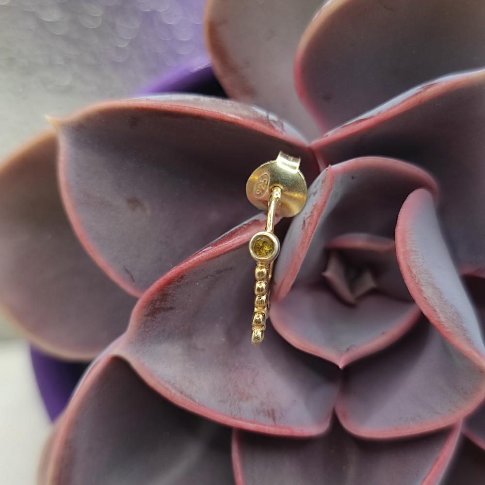 Orecchini etnici in argento dorato quarzo fumé - AARYA