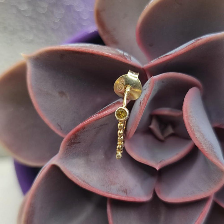 Orecchini etnici in argento dorato quarzo fumé - AARYA