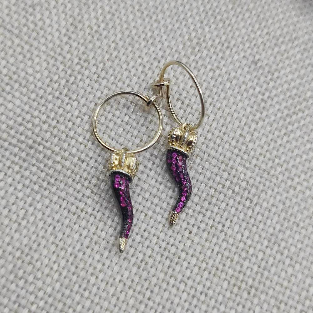 Orecchini artigianali in argento dorato con zirconi - KARMA