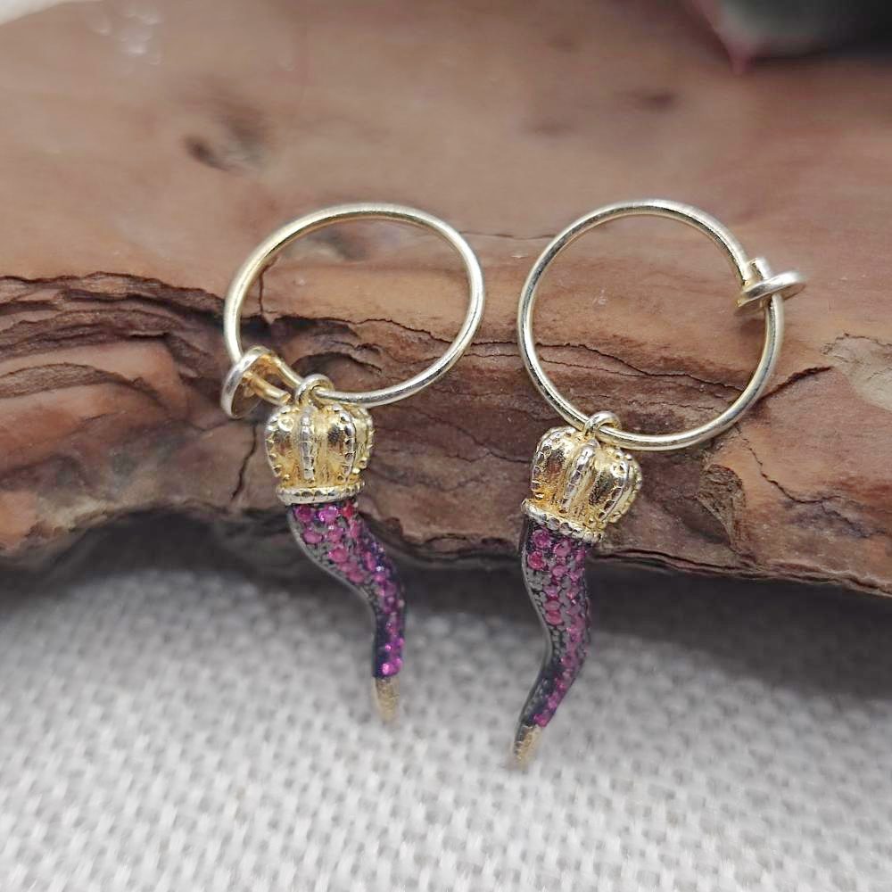 Orecchini artigianali in argento dorato con zirconi - KARMA