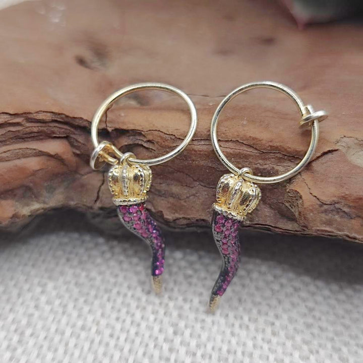 Orecchini artigianali in argento dorato con zirconi - KARMA