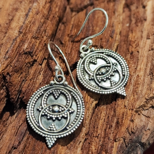 Ethnic EARRINGS in 925 silver round shield - GUWHATI