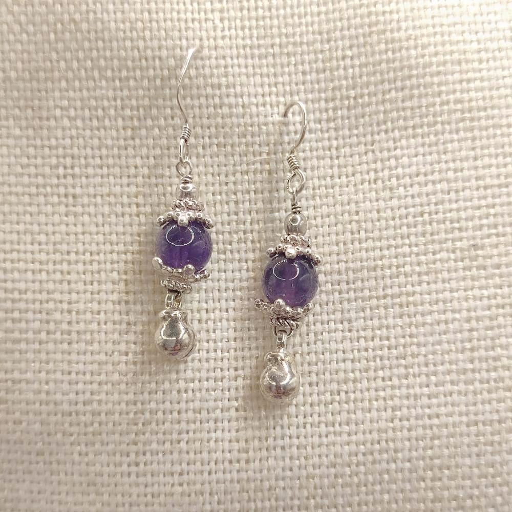 Orecchini artigianali in argento 925 con ametista - PADMA