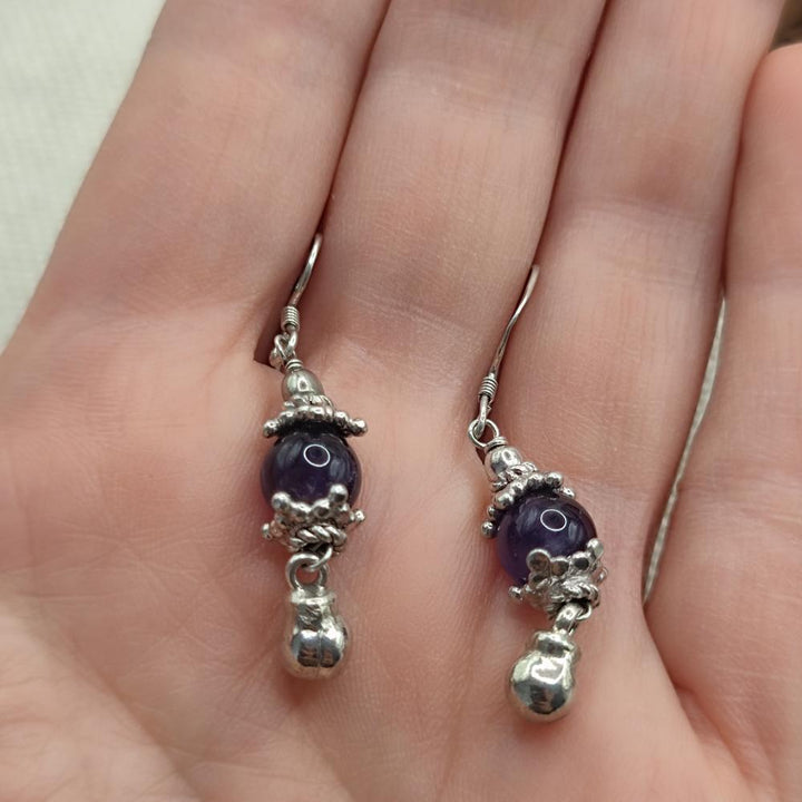 Orecchini artigianali in argento 925 con ametista - PADMA