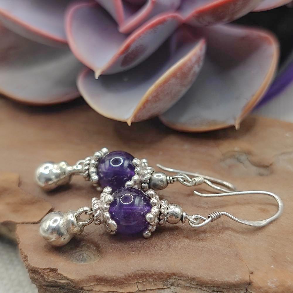 Orecchini artigianali in argento 925 con ametista - PADMA