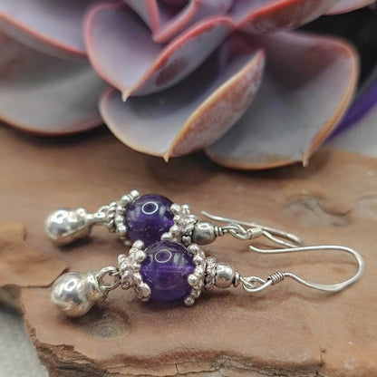 Orecchini artigianali in argento 925 con ametista - PADMA