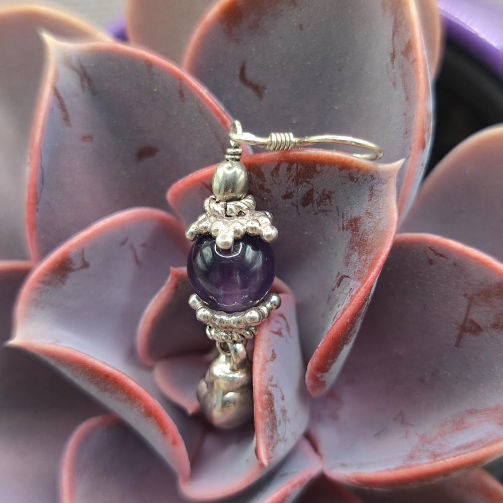 Orecchini artigianali in argento 925 con ametista - PADMA