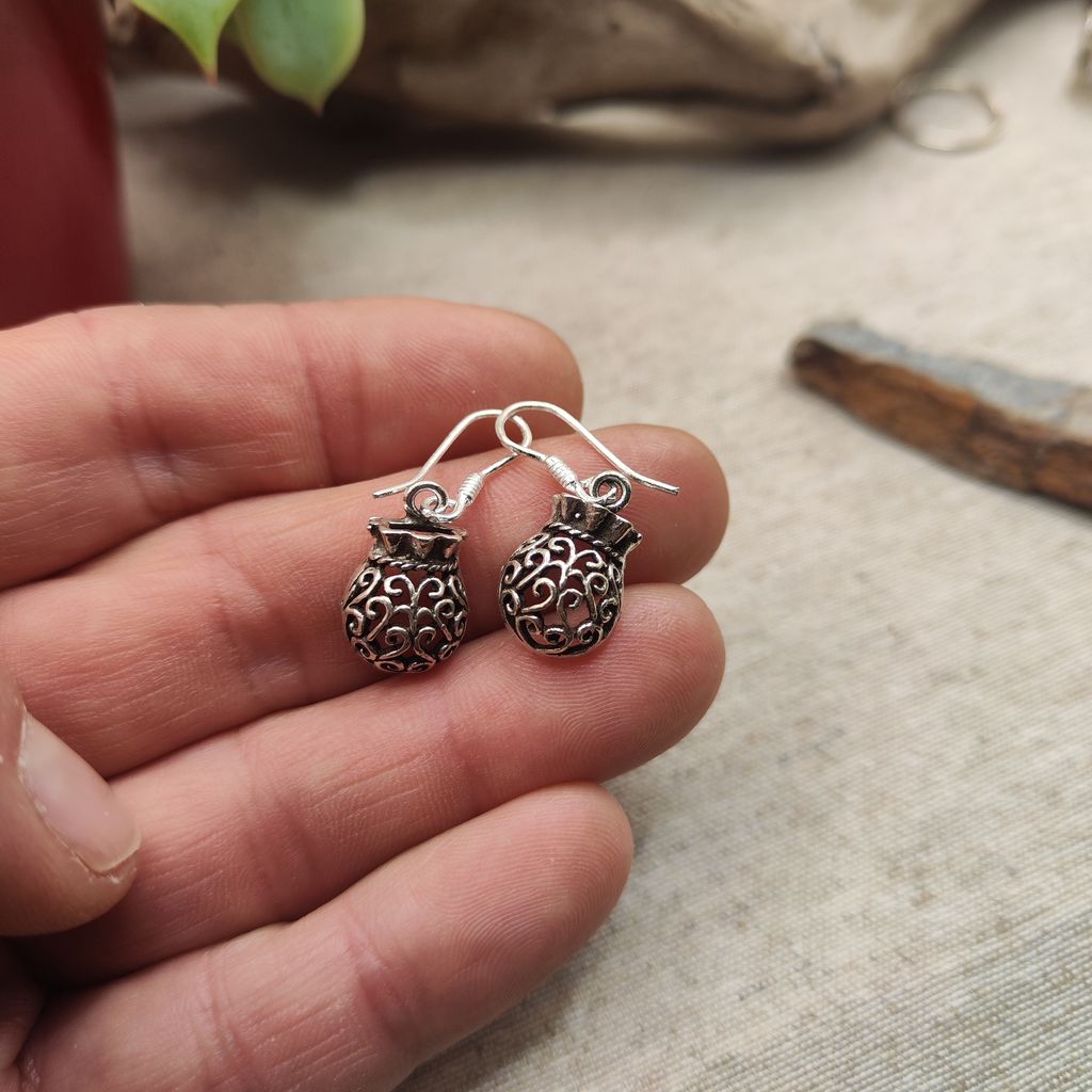 Orecchini etnici in argento 925 - GODAVARI - dimensioni