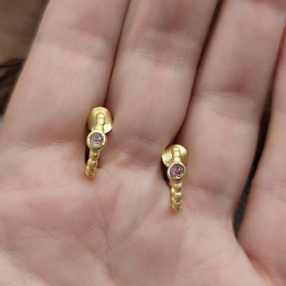 ORECCHINI cerchio in argento dorato con pietra - MIDNAPORE