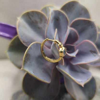 ORECCHINI in ottone a cerchio con labradorite - JYOTARA