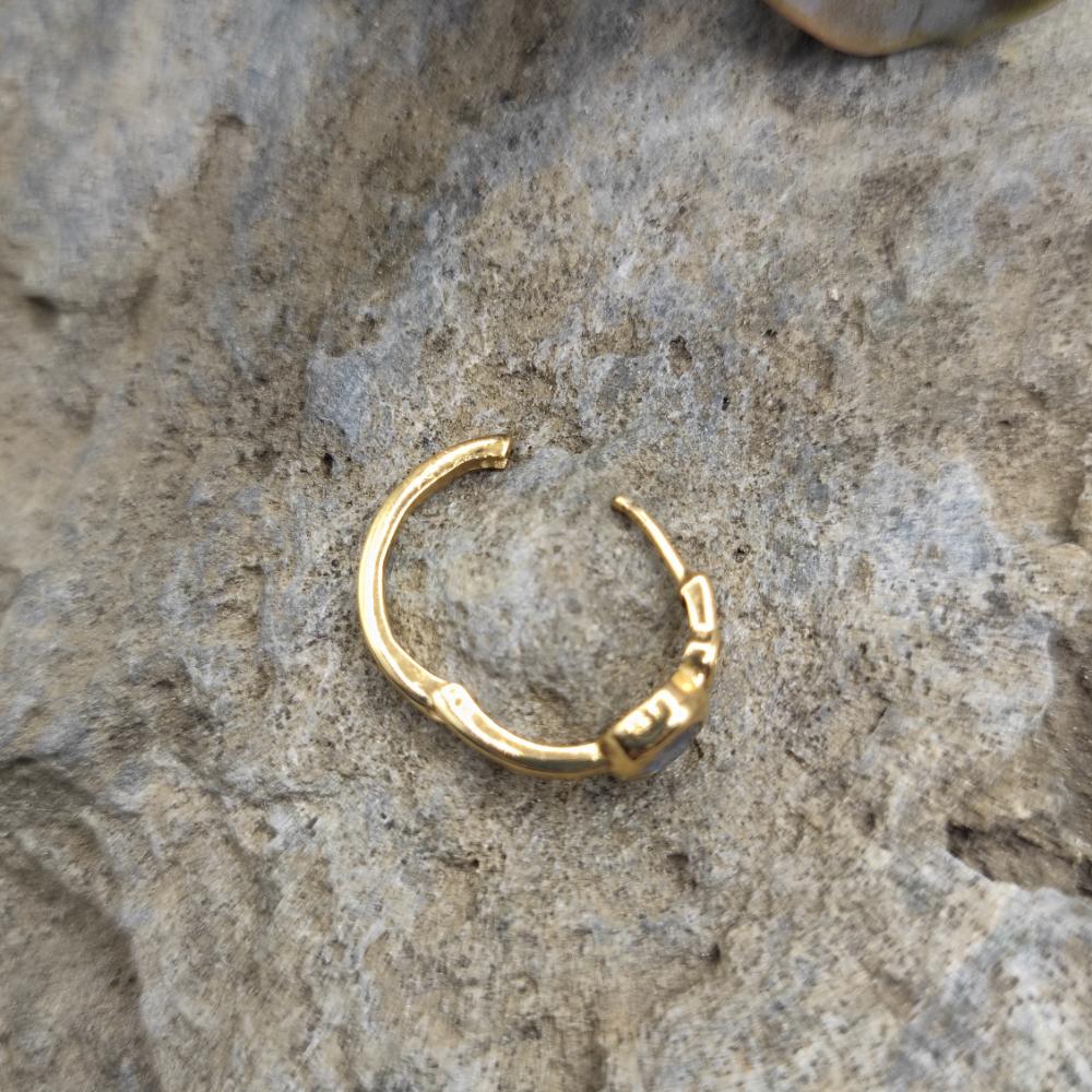 ORECCHINI in ottone a cerchio con labradorite - JYOTARA