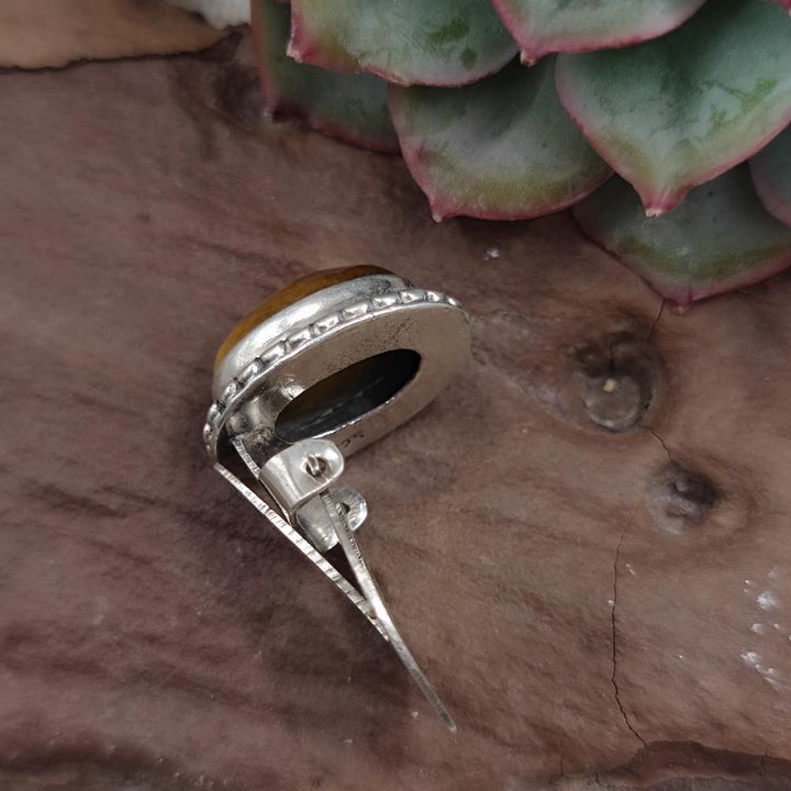 Orecchini clip in argento 925 con occhio di tigre - JHELUM