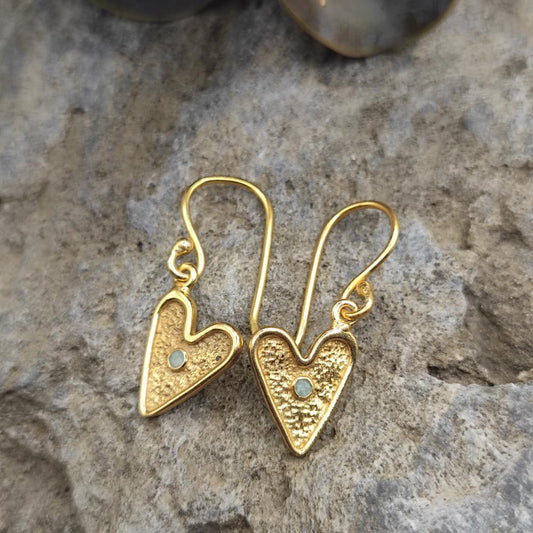 ORECCHINI cuore in ottone radice di smeraldo - SAMUDRAYA