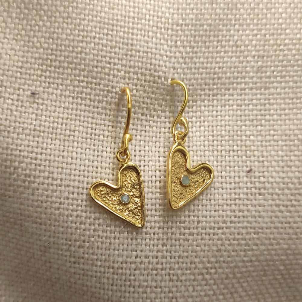 ORECCHINI cuore in ottone radice di smeraldo - SAMUDRAYA