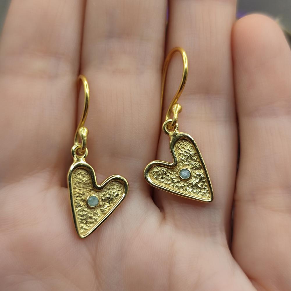 ORECCHINI cuore in ottone radice di smeraldo - SAMUDRAYA