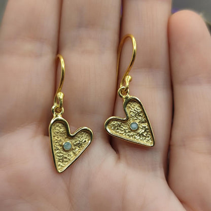 ORECCHINI cuore in ottone radice di smeraldo - SAMUDRAYA