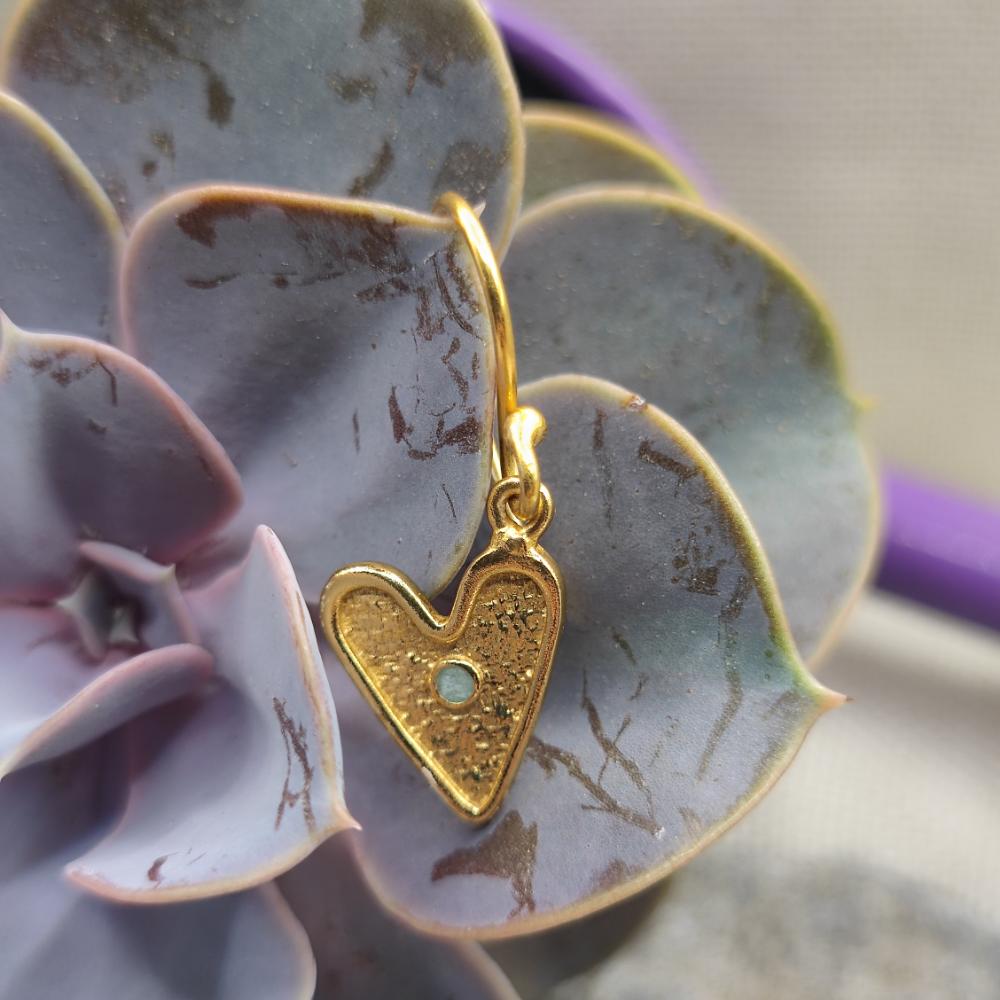 ORECCHINI cuore in ottone radice di smeraldo - SAMUDRAYA