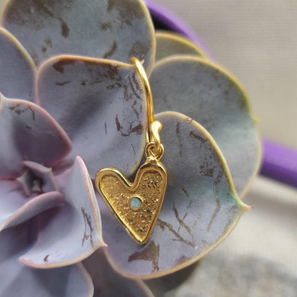 ORECCHINI cuore in ottone radice di smeraldo - SAMUDRAYA