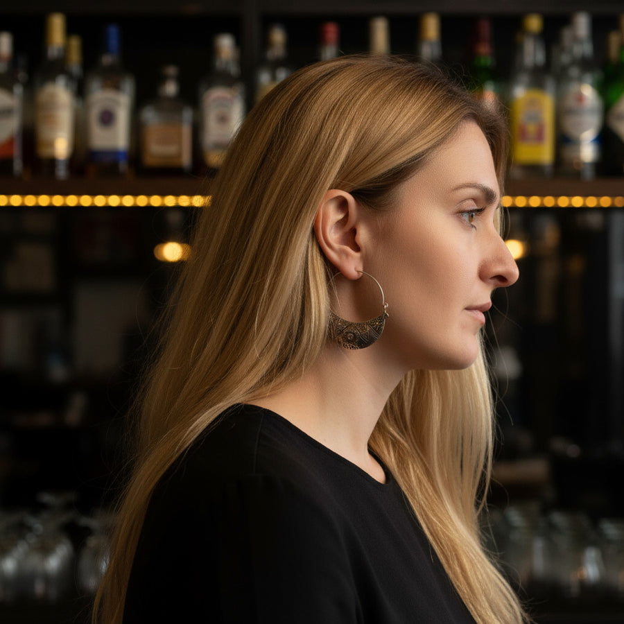 Orecchini etnici argento 925 pendenti - MADARAM