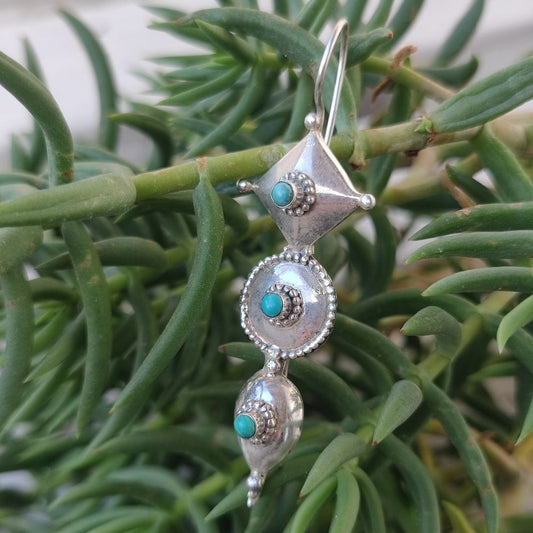 Orecchini argento 925 artigianali con pietra - BHAKARDA