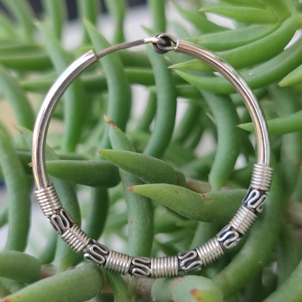 ORECCHINI etnici a cerchio in argento 925-  KOKNSA