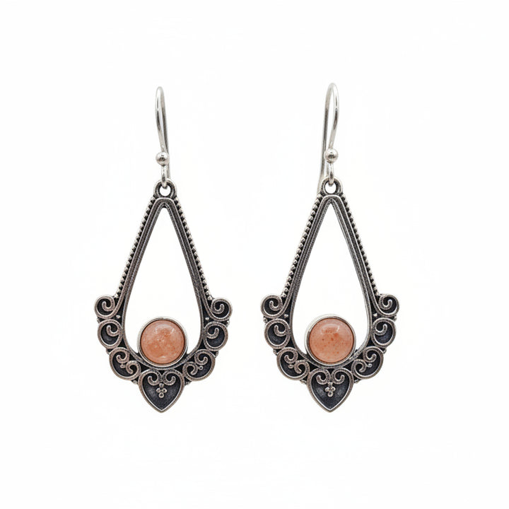 Orecchini etnici pietra del sole in argento 925 - RADHIKA